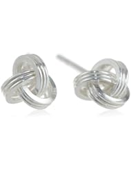 Silvertone Three Thin Row Love Knot Post Stud Earrings