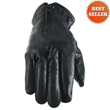 Leather Gloves - Mens Lined Leather Winter Gloves with Zipper GL2055