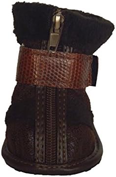 Lifeful® Puppy Fall and Winter Waterproof Nonslip Zipper Warm Boots, with Tongue, Velcro Strap, and Soft Fleece Lining, Color Coffee, Set of 4, Size Small - Outer Width 1.97 Inch