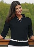 Ladies Cotton Jersey 3 4 Sleeve Johnny Collar Knit Top (up to size 4X)