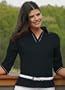 Women's Cotton Jersey 3/4 Sleeve Johnny Collar Knit Top (up to size 4X)
