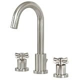 Belle Foret BFL300SN Ulm Double Cross Handle Widespread Bathroom Faucet in Satin Nickel BFL300SN