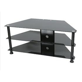 Levv Glass Stand For Plasma & LCD TV Up to 42-inch - Black Glass with Black Legs