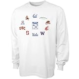 Pac-10 Conference White School Logos Long Sleeve Tee