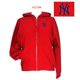 New York Yankees MLB Hoody Full Zip Hooded Sweatshirt For Women (Dark Red)