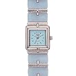 Medana Womens Silver Tone Square Blue Translucent Bracelet Watch # 4032