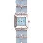 Medana Womens Silver Tone Square Blue Translucent Bracelet Watch # 4032