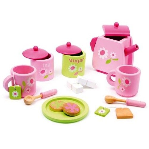 Childrens Wooden PINK TEA SET Toddler Toys Kitchens from Legler