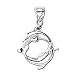 14kt White Gold Lovers Dolphin Charm Pendant
