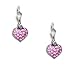 Catherine Popesco Sterling Silver Plated Pink Pave Swarovski Crystal Heart Drop Earrings