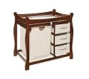 Badger Basket Company Sleigh Style Changing Table with Hamper/3 Baskets in Cherry
