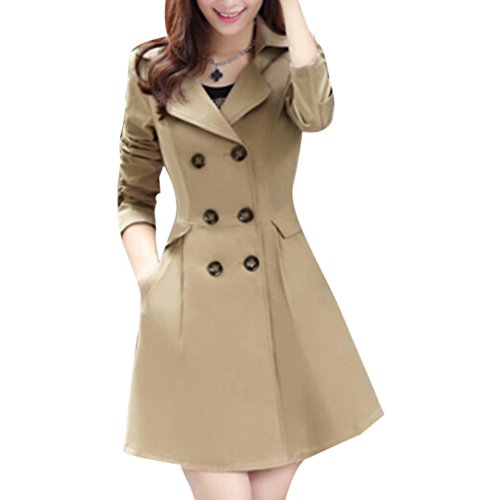 Hee Grand スプリング 春 OL レディース ダブルブレスト スリム ラペル ビジネス ロングトレンチコート