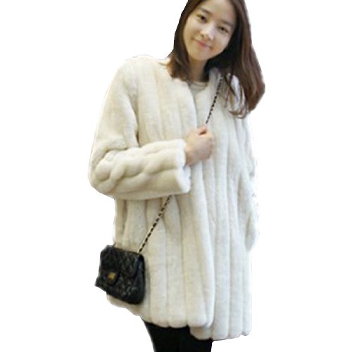 Fasion Women Faux Rabbit Fur Coat Plus Size Warm Parka Ladies Fluffy Overcoat