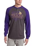 NFL Men's Minnesota Vikings BSD Long Sleeve Henley Tee (Charcoal Heather/Regal Purple, Large)