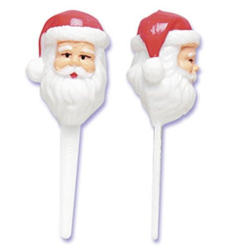 Oasis Supply 3-D Santa Head Cupcake/Cake Decorating Picks, 3-Inch, Red/White, Set of 12
