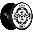 7mm Black Acrylic Black And White Celtic Cross Saddle Plug