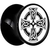 14mm Black Acrylic Black And White Celtic Cross Saddle Plug