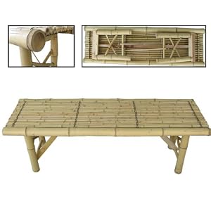 New Tiki Bamboo Bench Tropical Coffee Table Patio Bar Bench