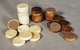 Wood Backgammon Checkers, weighted/felted 1.25