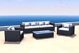 Outdoor Furniture Wicker Sectional Set Espace 3 - Black