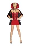 41TEZDeMv9L. SL160  Sexy Womens Adult 3Pc Cruel Intentions Costume Includes Cape With High Collar, Rhinestone Studded Corset And Mini Skirt With Back Ruffle. Roma By Fenvy X Large, As Shown