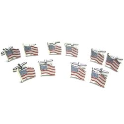 Wholesale American Flag Cufflink Lot : 5 Pairs of Patriotic USA Flag Cufflinks W/Gift Boxes