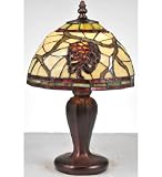Pinecone Branch Stained Glass Mini Table Lamp 106288