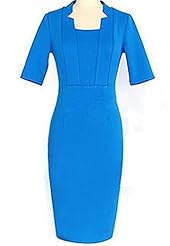 Square Neck Elbow Length Sleeves Bodycon Dress/Midi Dress 