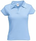 Fruit of the Loom Lady-Fit Rib Polo in Sky Blue Size XS-8