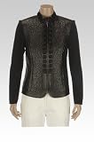 Petite Leather & Knit Embroidered Swacket