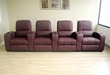 4 Seat Burgundy Leather Theatre Seating By Wholesale Interiors