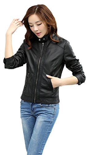 レディース 秋物 PUレザージャケット フェイクレザー ライダースジャケット セクシー 革ジャケット Leather Jacket スリム スタンドカラー ショート丈 カジュアルアウター 大人カジュアル ジッパー付きジャンバー 前開き サイドポケット 長袖 オシャレ モテかわ ブルゾン レジャー デート アウトドアジャケット 上着 定番 ベーシック トップス 人気 流行 トラベル トレンド ブラック大きいサイズ 小さいサイズ XSサイズから3XLサイズまで オリジナルアクセサリー付属 UJA061