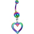 Rainbow Titanium Hollow Heart Belly Ring