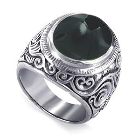 Onyx Sterling Silver Chunky Band Ring Size 7 by