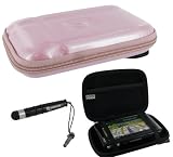 GPS Hard Shell (Pink) Carrying Case and Ultra Mini Capacitive Stylus for Garmin Nuvi 5000 1490t 1450 1450t Tomtom XXL 530s XXL 540tm 540s 540m 540s 540t 550tm 550t Magellan Mestro 5310 5045 Lm Magellan Roadmate Motorola Montonav