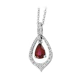 14K White Gold 0.15 ct. Diamond and 7/8 ct. Ruby Necklace