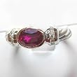 14K White Gold Created Ruby and Diamond Ring