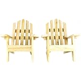 Mini Decorative Adirondack Style Plain Wood Chairs (Set of 2)