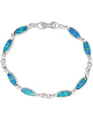 Sterling Silver Synthetic Opal Bracelet oval links and Infinity symbols and CZ stones, 7 1/4 inch long