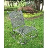 Mandalay Wrought Iron Rocking Chair (Black Antique Pewter) (34H x 26.75W x 34D)