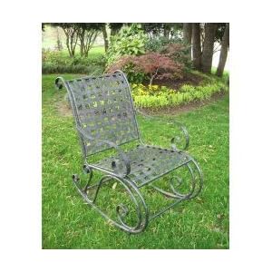 Mandalay Wrought Iron Rocking Chair (Black Antique Pewter) (34H x 26.75W x 34D) by 