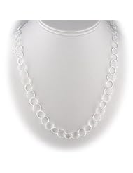 Round Sterling Silver Diamond Cut Large Links Necklace Italy
