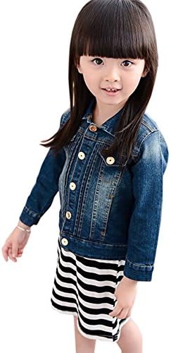 Little Girls' Basic Denim Jacket Jeans Outwear Cowboy Overcoat Blue