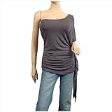 Sexy Gray One Shoulder Plus Size Tunic Top