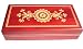 Wooden Box, 5047, Traditional Polish Handcraft, Red Stain Carved to Clear with Flower and Circle Design, 7"x3.5"x1.75".