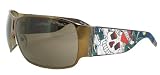 Ed Hardy Love Kills Slowly Wraparound Sunglasses: Cocoa/Grey