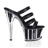 ADORE-704G, 6 1/2'' Glitter-Filled Bottom, Four-Band Platform Slide, by Pleaser USA
