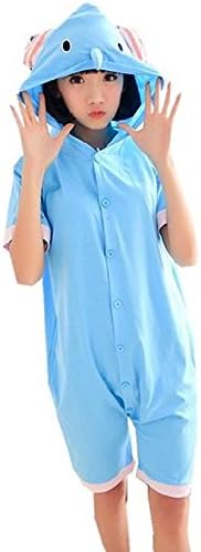 Creat.J Adult Unisex Animal Kigurumi One-Piece Pajamas (M(5'2.6"-5'5.7"), Elephant Summer)