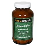 A to Z Naturals Calcium Citrate, with Vitamin D, Vegetarian, 120 Tablets, (Pack of 4)