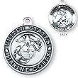 Sterling Silver St Michael United States Marine Medal and 24-inch Chain